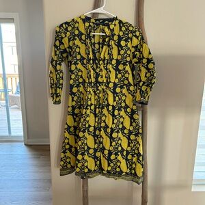 La Plage Maye Dress Navy Yellow Floral XS